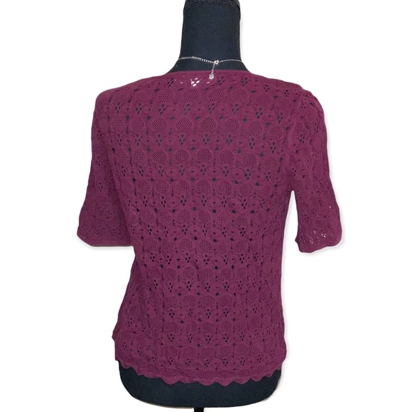 Ann Taylor loft burgundy lace blouse - Picture 4 of 6